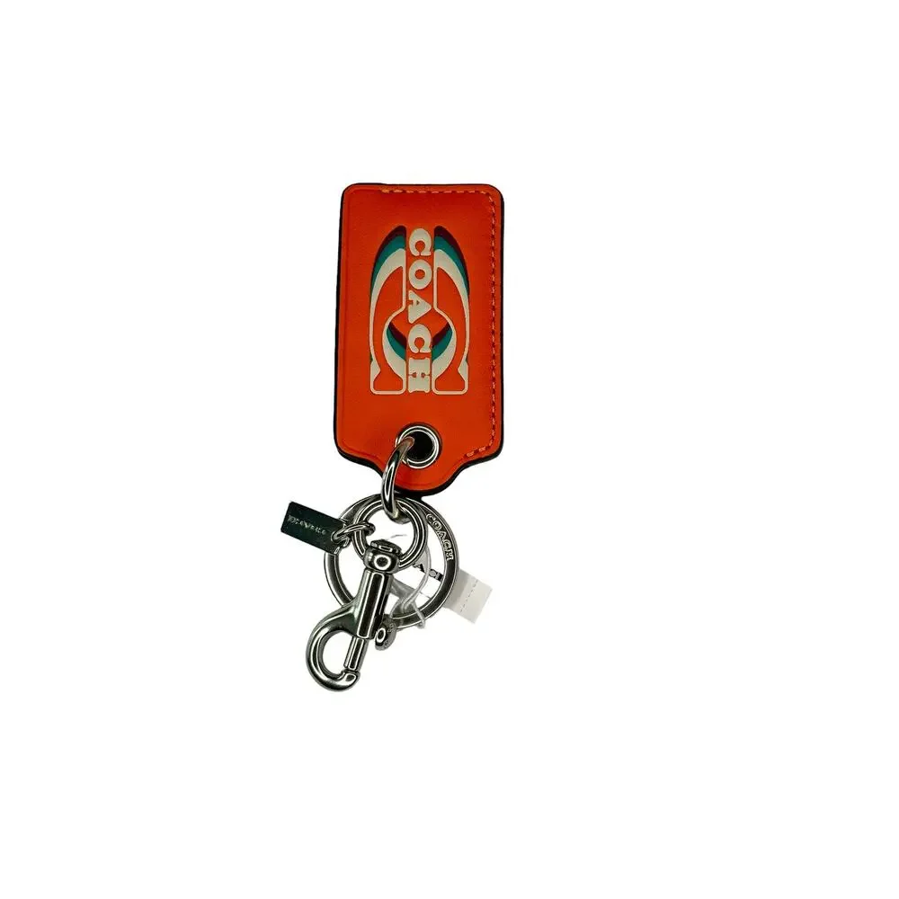 Coach Bottle Opener Key Fob With Coach Stamp Bright Orange